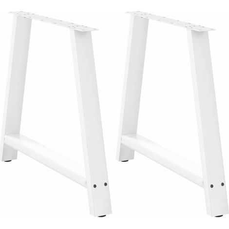 Lot de 2 pieds de table à manger en forme de A 90 x 73 cm avec niveleurs réglables design moderne en acier blanc