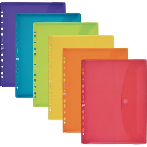 OXFORD SOBRE MULTITALADRO CON VELCRO A4+ PLÁSTICO FLEXIBLE TRANSLÚCIDO C/SURTIDOS