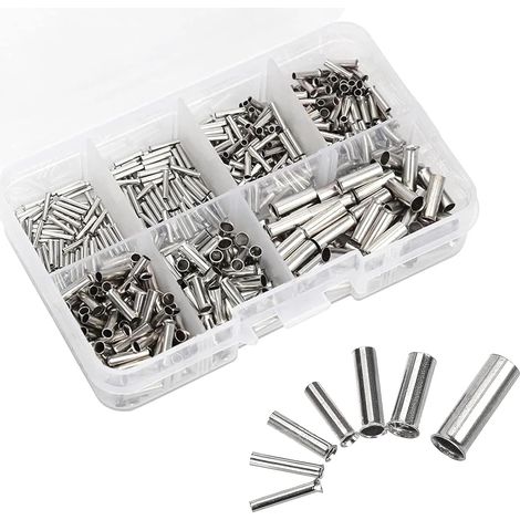 Kit di 600 capicorda per cavi, capicorda per scarpe non isolati, capicorda in rame stagnato non isolato, terminali a crimpare per cavi elettrici, connettori a crimpare per progetti elettrici, 10-22 AW (1/5)