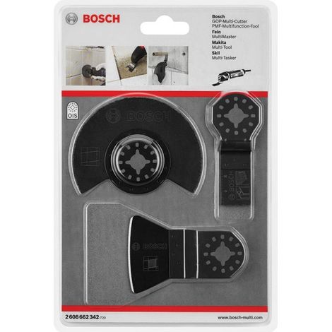 Bosch – Set de 3 lames céramique pour carrelage – Compatible avec outils multifonctions – Découpe précise pour carrelage tendre – Emmanchement universel
