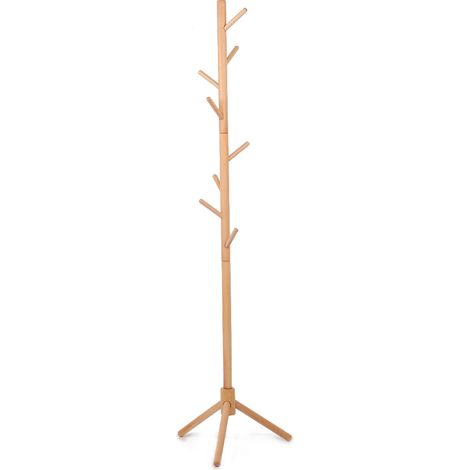Portemanteau sur pied Design branche de chat en bois de hêtre robuste 173 cm avec crochets multiples pour manteaux et accessoires (1/3)