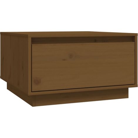 Tavolino con cassetto, design senza tempo, 55 x 56 x 32 cm, legno di pino massello, colore marrone miele DEC039486
