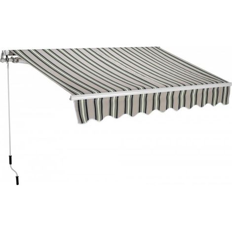 Tenda da sole a parete L.300xH.200cm, in poliestere 280 gr/m² riga verde Fredi
