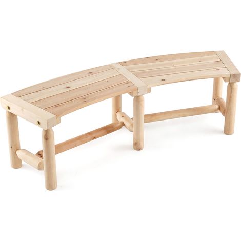 Banc de Jardin en Bois Massif de Sapin, Banc Incurvé à 2 Places,Charge 325 KG, Naturel(Style 1)