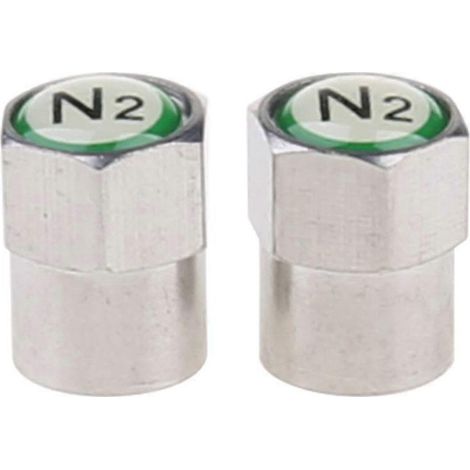Lot de 2 bouchons de valve chromés pour système TPMS de voiture (gonflage à l'azote N2) (1/5)