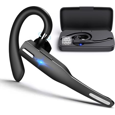 Ecouteur Bluetooth - Casque Sans Fil avec Microphone - Connexion Bluetooth 5.1 - Réduction du Bruit - Autonomie 10 h - Charge Rapide USB-C - Pour Appels Téléphoniques et Conférences - 1 Pièce (1/5)