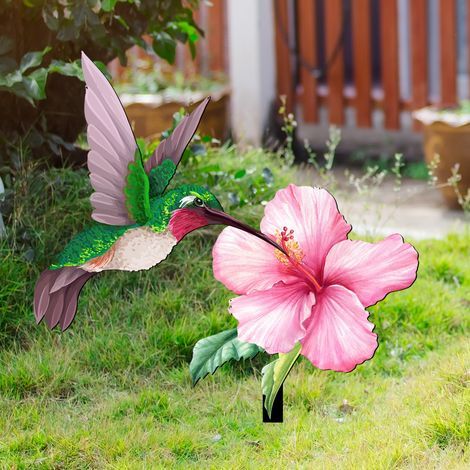 Three-dimensional acrylic hummingbird flower for outdoor patio flooring, outdoor patio wall modeling decorations, farmhouse garden decoration (1/5)