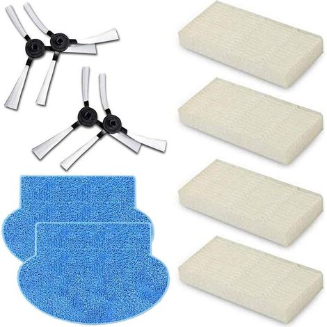 4 Brosses latérales 4 Filtre HEPA 2 Nettoyage Tampons de vadrouille pour AMIBOT Pure, Pulse & Prime