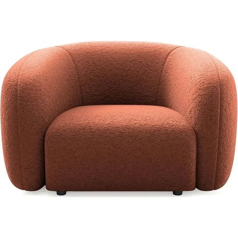 BAHIA - Fauteuil tissu bouclette - Terracotta (1/4)