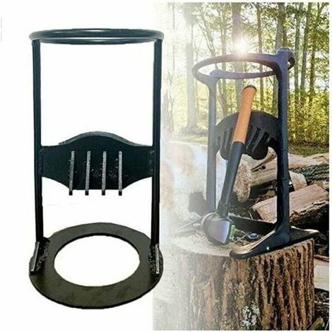 Firewood Splitter with Light, Manual Log Splitter, Cast Iron Splitting Wedge with Light, Black (1/5)