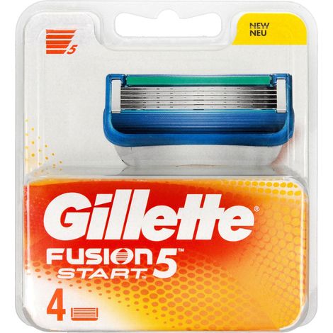 Cuchillas de repuesto para maquinilla de afeitar Gillette Fusion5 Start para hombre, 1 paquete - 4 unidades.