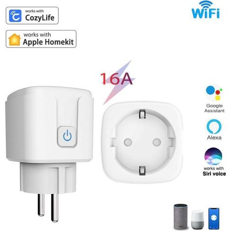 Prise connectée avec ampèremètre, 16 A, Wi-Fi, compatible Cozylife et HomeKit avec commande vocale, contrôle à distance via application, minuterie / 1 pièce (1/5)
