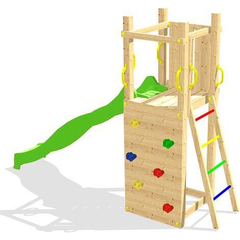 Chalet & Jardin – Aire de jeux en pin traité 73,2 x 288,8 x 210 cm – Toboggan vert – Échelle 4 échelons – 4 places – 3 ans et plus (1/5)
