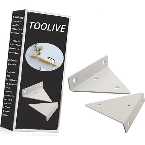 2 Pièces Supports à Tablettes Flottantes Supports d'étagère Industriels Flottant Equerre Metal de étagère Robuste Supports en Métal Supports de Tablette pour Déco Salon Chambre Salle de Bain (Blanche)