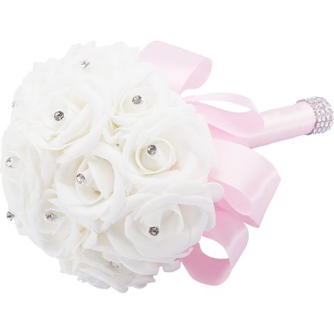 Bouquet de fausses fleurs de mariée pour déco mariage accessoires (Rose) (1/5)
