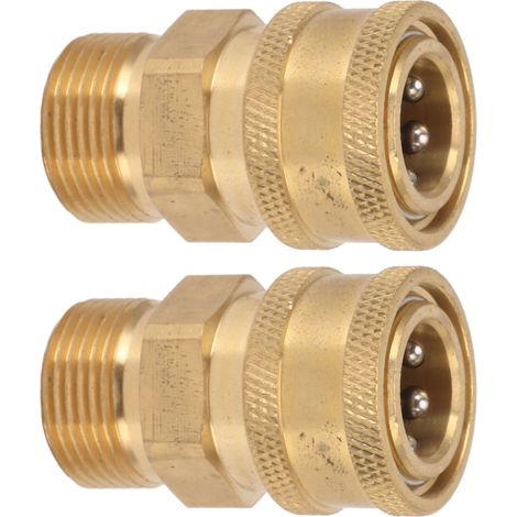2 adaptateurs en cuivre pur M22 pour nettoyeur haute pression, filetage femelle NPT 3/8" vers filetage mâle M22, diamètre intérieur 14 mm / 0,55" (1/5)