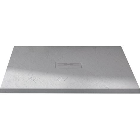 Kinedo – Receveur de douche à poser 160 x 80 cm – Effet minéral blanc – Composite résistant aux chocs – Hauteur 3 cm – Bonde horizontale 24 l/min