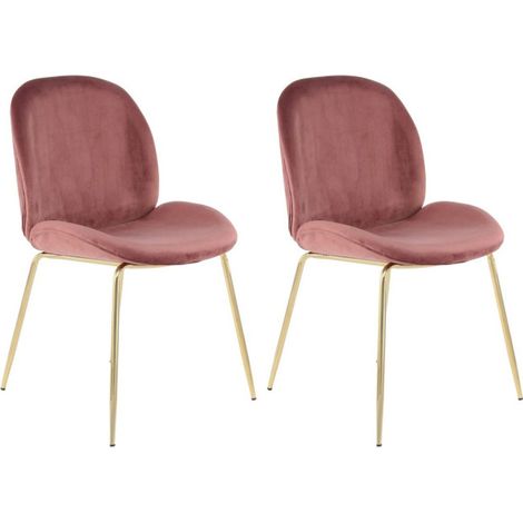 Lot de 2 Chaises Design "Charlize" 90cm Rose & Or (1/4)
