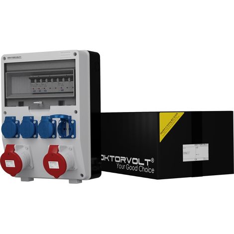 Tableau électrique de chantier TD-S 2x32 A 4x230 V Schuko CEE Mennekes Doktorvolt DV-2183-D (1/5)