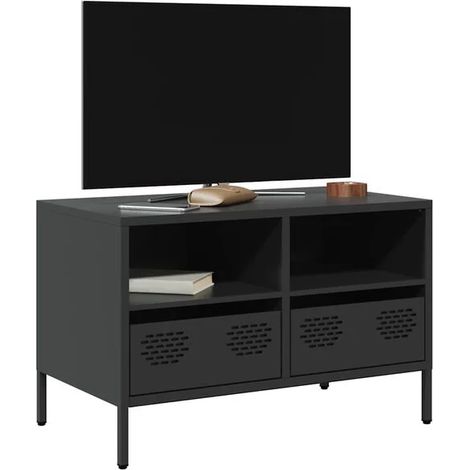 Meuble TV Noir 68x39x43,5 cm en Acier Laminé à Froid (1/5)