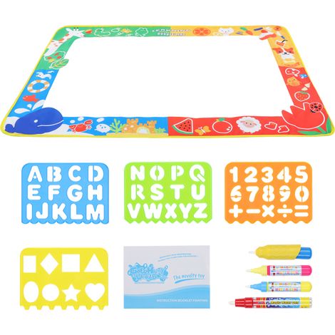 Tableau de dessin pour tout-petits, tapis d'écriture avec 4 stylos magiques et 4 moules de coloriage (1/5)