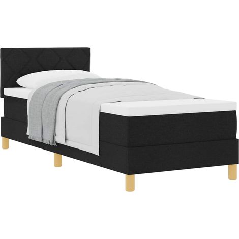 Lit simple  Lit adulte  Lit à ressorts avec coussin Noir 80 x 200 cm tissu (1/5)
