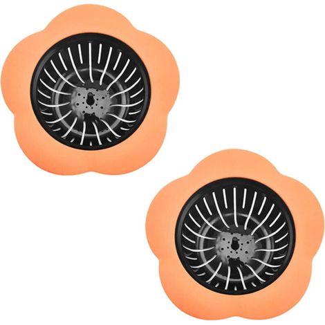 Juego de 2 filtros de desagüe para fregaderos de cocina, color naranja. (1/3)
