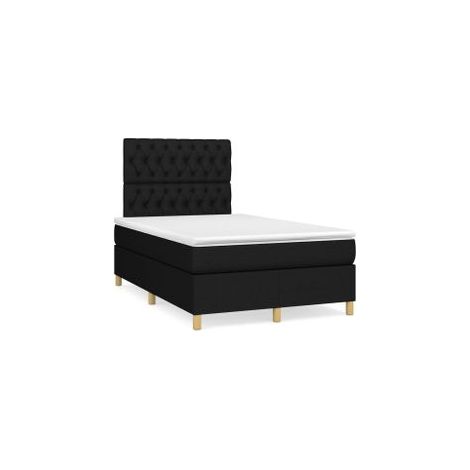 Sommier à lattes de lit avec matelas Noir 120x200 Tissu (1/5)