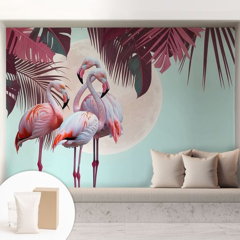Papier peint intissé décoratif pour salon chambre et cuisine Facile à poser avec colle Oiseaux exotiques 208x146 cm (1/5)