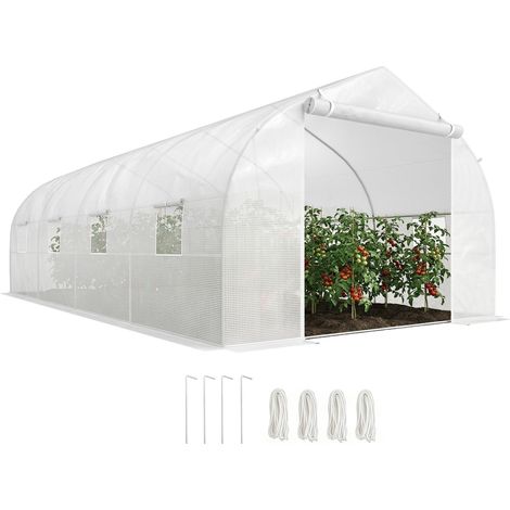 Serre de jardin ou abri de terrasse 6 x 3 x 2 m pour la culture de plantes et de graines, blanche
