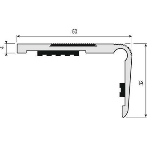 Dinac – Nez de marche aluminium 55x32mm – Longueur 3m – Fixation à vis ou adhésif – Trafic tertiaire – Normes d'accessibilité ERP (1/4)