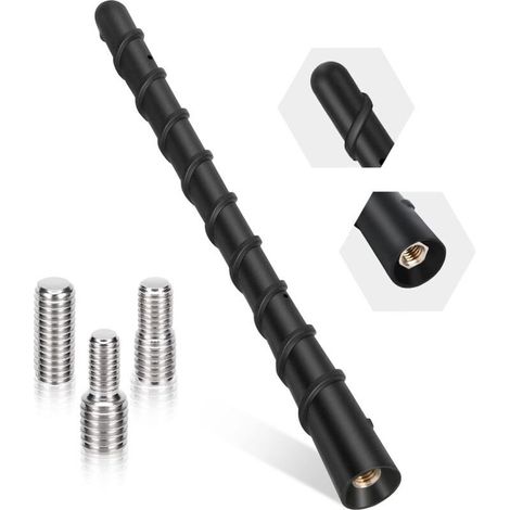Antenne Voiture Courte Universel FM Dab Antenne Voiture 18 cm Antenne Autoradio Antenne Toit pour Une Réception AM/FM Optimale avec Super Compatibilité Vis M4, M5, M6 (1/4)