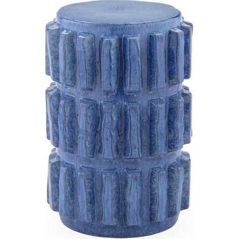 Tabouret en céramique bleu design assise d'appoint élégante - bleu profond céramique (1/2)