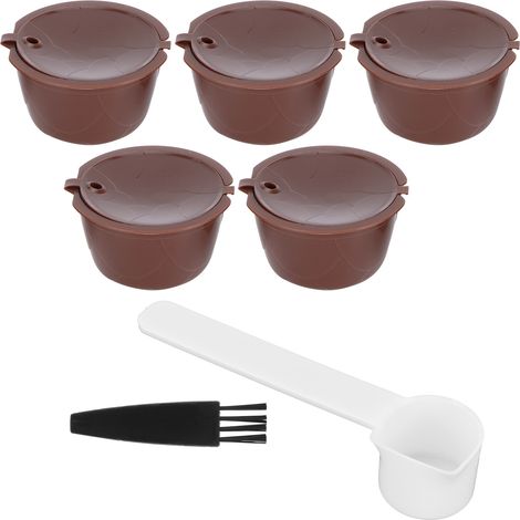 Wiederverwendbare und nachfüllbare Kaffeekapseln für DOLCE GUSTO Maschinen – Set mit 5 Kapseln, 1 Löffel und 1 Bürste (1/5)