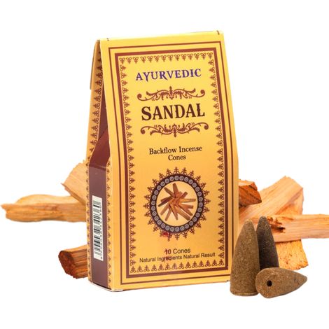 Incenso Ayurvedico Conico a Flusso Inverso al Sandalo (1/2)