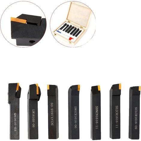 Ensemble d'outils rotatifs, 7 ciseaux de haute qualité, idéal pour les machines à tour, noir (1/2)