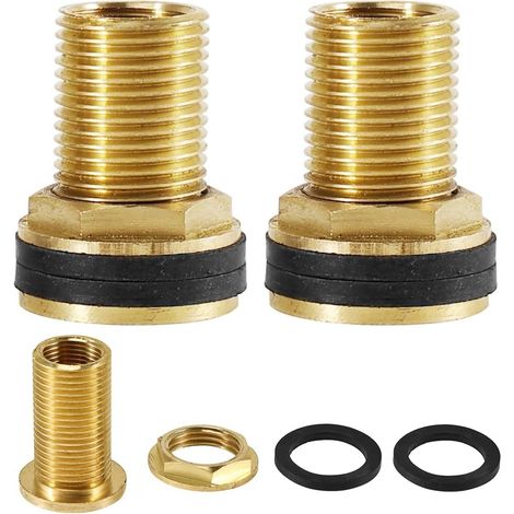 2 x Brass Tank Fittings AG 1/2" x IG 3/8" Tank Connector Water Tank Connector Connector for Faucet, Tank and Drums (1/5)