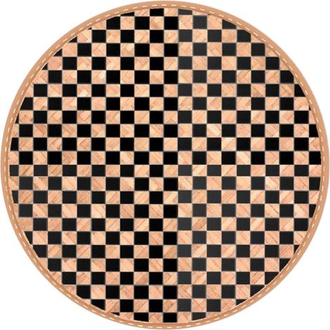Set de table beige et noir rond en feuilles de Bambou - 38 cm (1/2)
