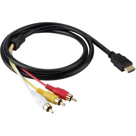 Câble HDMI Mâle vers 3RCA Audio Vidéo Câble AV (1,5 m, HDTV 1080P) - Plaqué OR