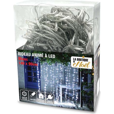 Rideau lumineux électrique à LED - 140 x 90 - Blanc
