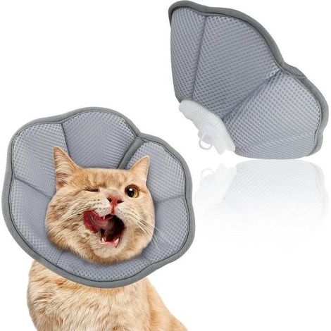 Collerettes Chat Réglable, Colerette Anti Lechage,Collier De Récupération Chat,Anti-Morsure Protection Colerette,(M) (1/4)