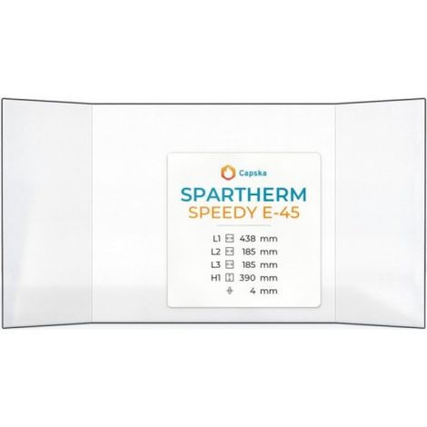 Vitre Spartherm SPEEDY E-45 - Verre Prismatique pour insert - (185 + 438 + 185) x 390 mm (L2+L1+L3 x H1) - 4 mm