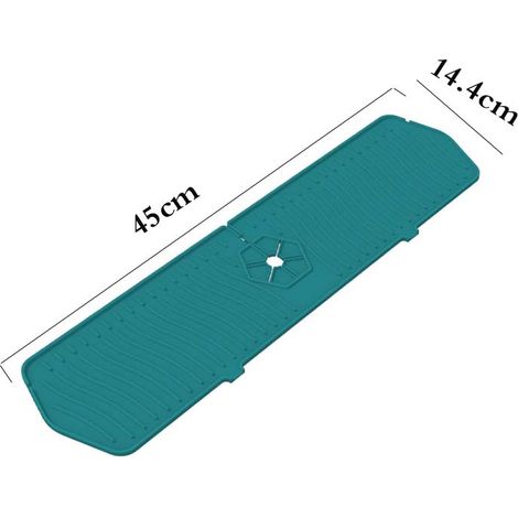 Tapis en silicone de robinet de 45cm, tapis de drainage vert anti-éclaboussures pour robinet de lavabo (salle de bain,cuisine), pliable (1/5)