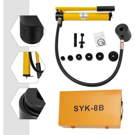 8 T Hydraulik Blechstanze, Blechlocher Set 22-60mm Handhydraulik Lochstanze Punch Rohr Werkzeugstahl Pumpe Zylinder Kit Lochschneider Mit Koffer Für Eine Vielzahl Von Materialien (1/5)