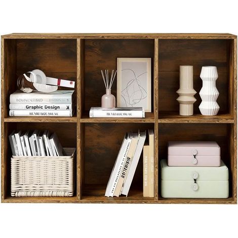 Libreria aperta a 6 cubi in legno ingegnerizzato rovere rustico (1/5)
