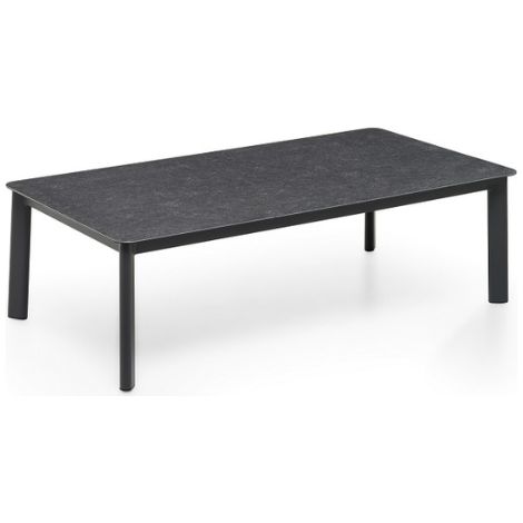 KLULK Tavolino Da Esterno Martinica In Alluminio Verniciato Antracite Con Piano In Vetro Effetto Materico L 120 x P 65 x H 33 Cm (1/5)