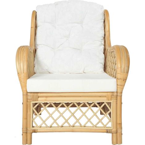 Maison Exclusive - Poltrona con Cuscino in Rattan Naturale e Lino (1/5)