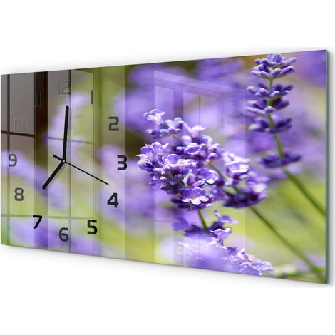 Horloge Murale Décorative 60x30 cm Format Horizontal Design Moderne Élégant Lavande (1/5)