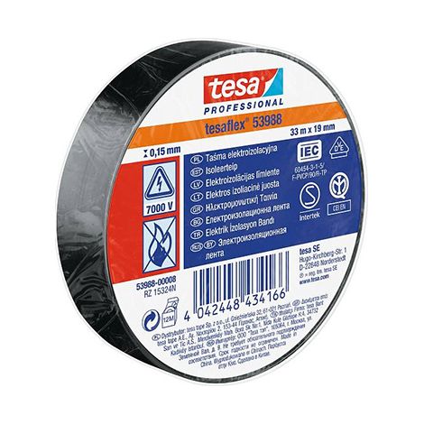 Pacchetto. 10 rotoli nastro isolante nero 19mm x 20mt tesa (1/2)