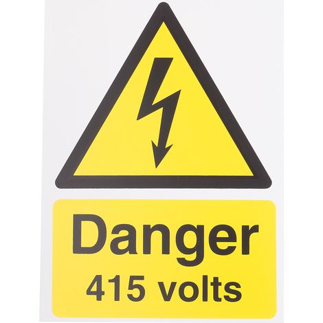 Panneau de danger, avec pictogramme : Danger Electricité " Danger 415 Volts " ( Prix pour 1 )